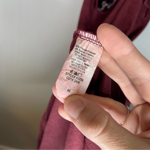 FASHION NOVA Burgundy Lace and Faux Suede Criss Cross Front and Back Dress MED - Picture 6 of 6